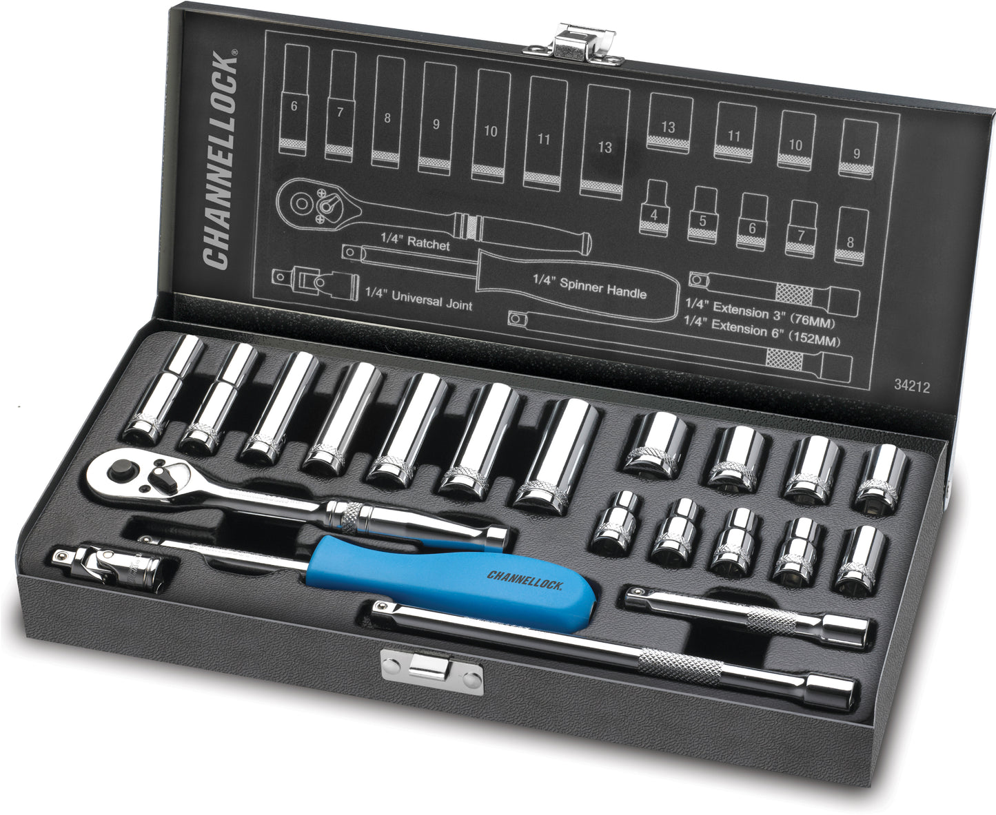 21pc 1/4" Metric Drive Socket Set (34212)
