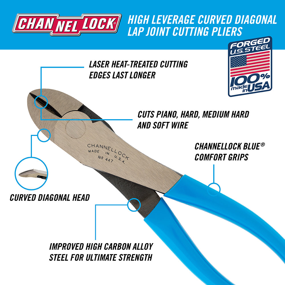 8-inch High Leverage Curved Diagonal Cutting Pliers (447)