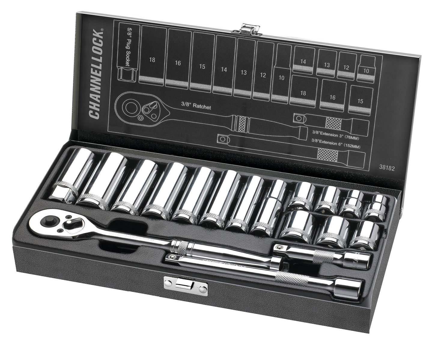 18pc 3/8" Metric Drive Socket Set (38182)