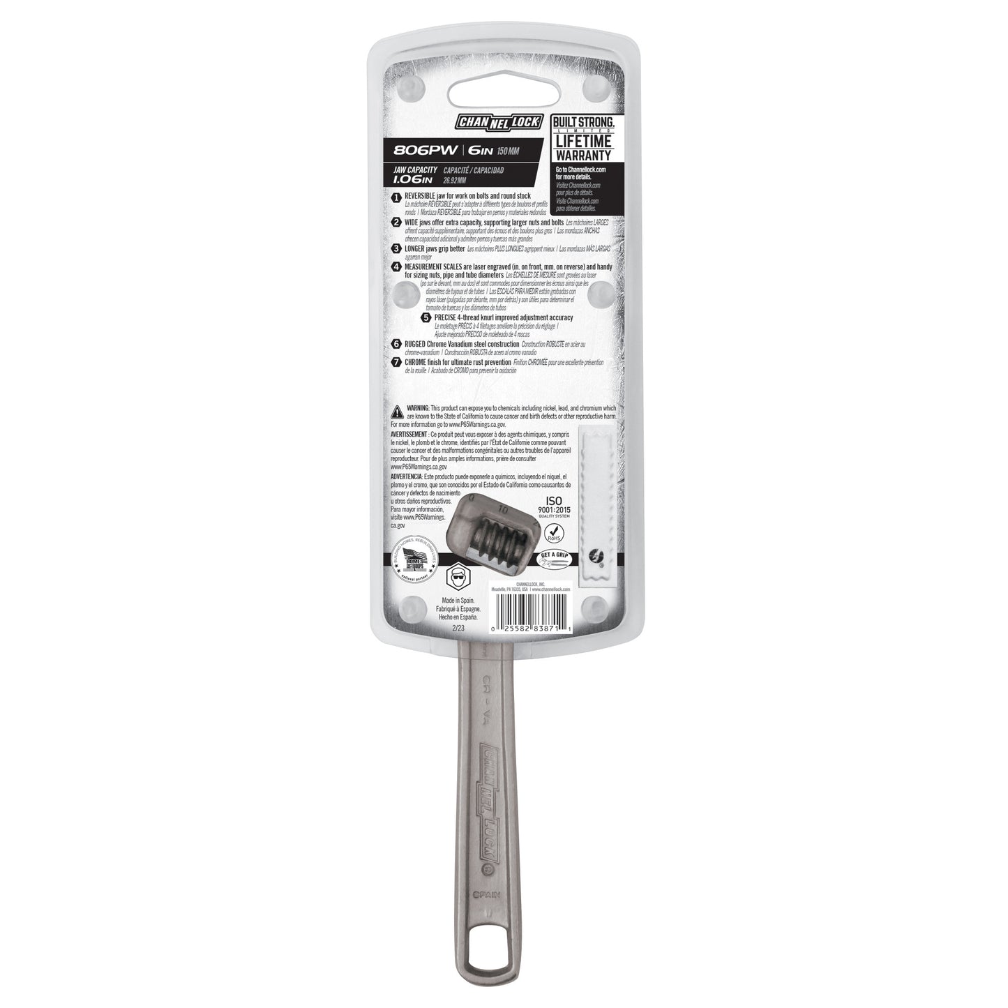 6-inch Reversible Jaw Adjustable Wrench (806PW)