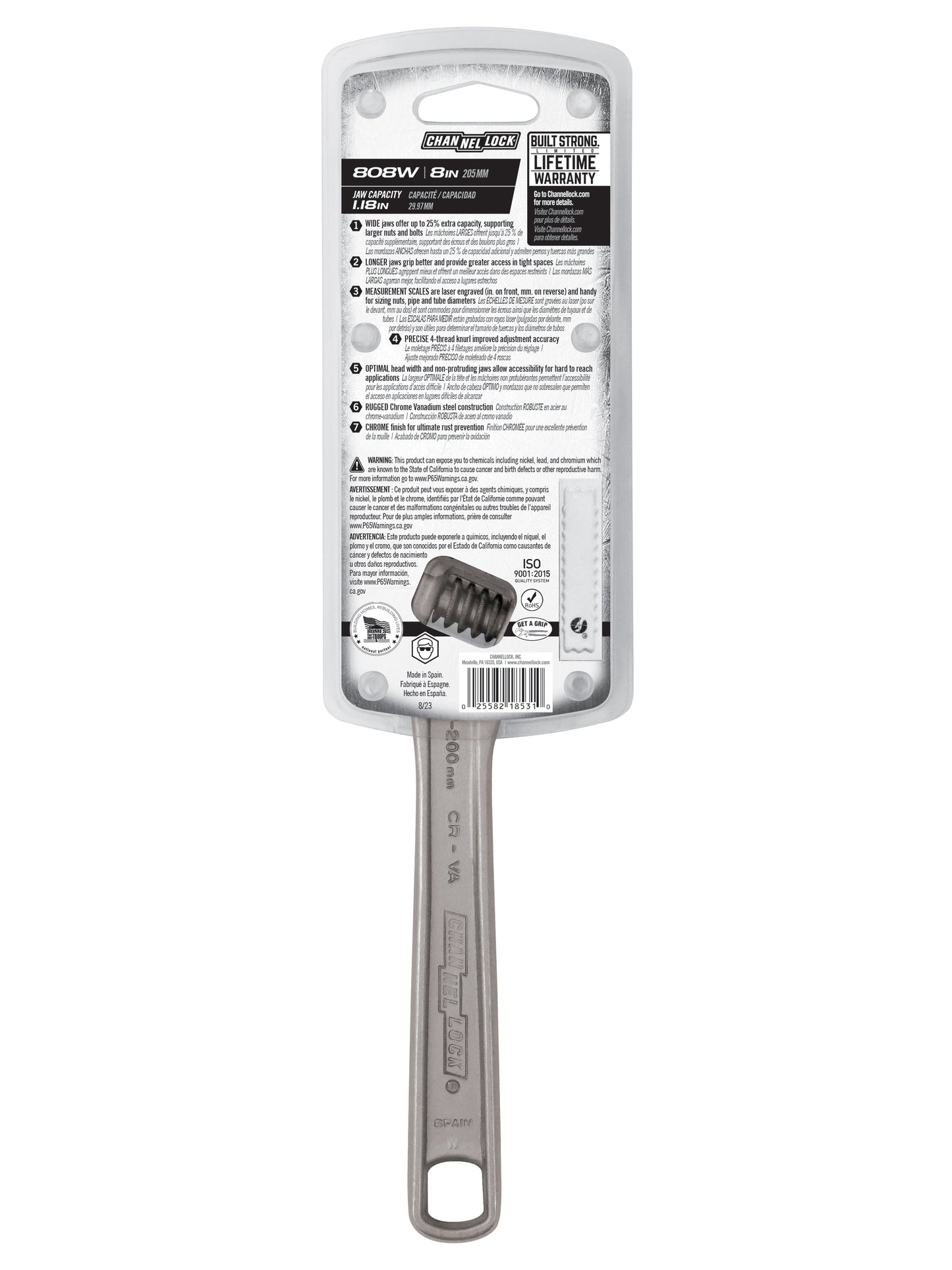 8-inch Adjustable Wrench (808W)