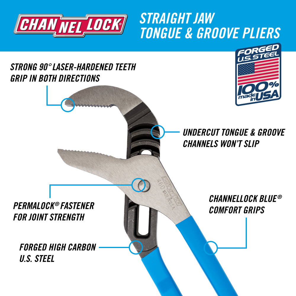 16.5-inch Straight Jaw Tongue & Groove Pliers (460)