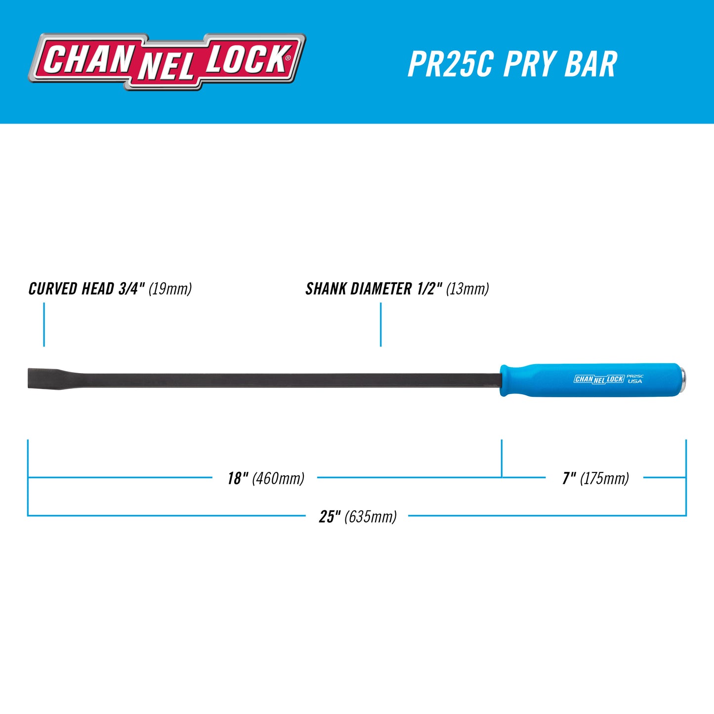 1/2 x 18-inch Professional Pry Bar, 25-inch Overall Length (PR25CECP)