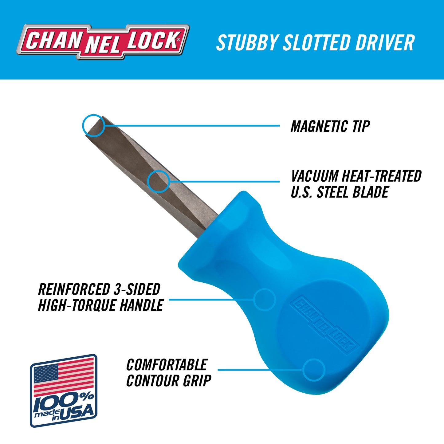 Slotted 1/4 x 1.5" Stubby Professional Screwdriver (S141H)