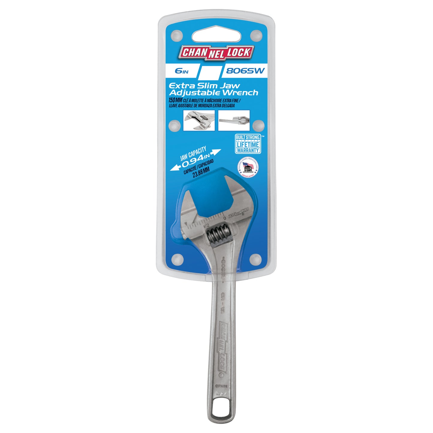 6-inch Precision Adjustable Wrench with Extra Slim Jaw (806SW)