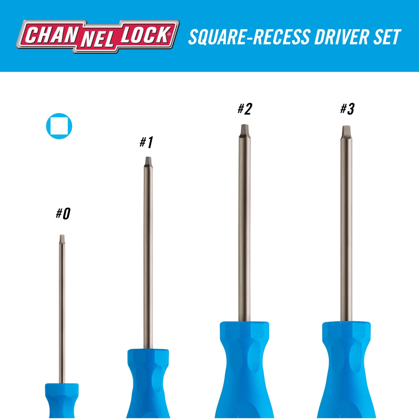 4pc Square-Recess Screwdriver Set (SQ-4H)
