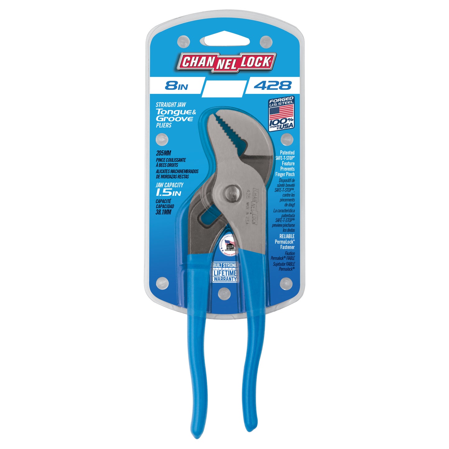 8-inch Straight Jaw Tongue & Groove Pliers (428)