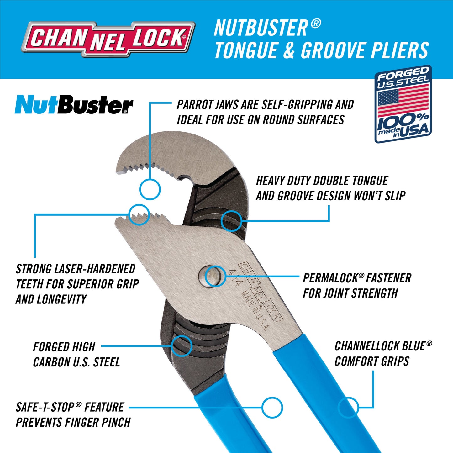 13.5-inch NUTBUSTER® Parrot Nose Tongue & Groove Pliers (414)