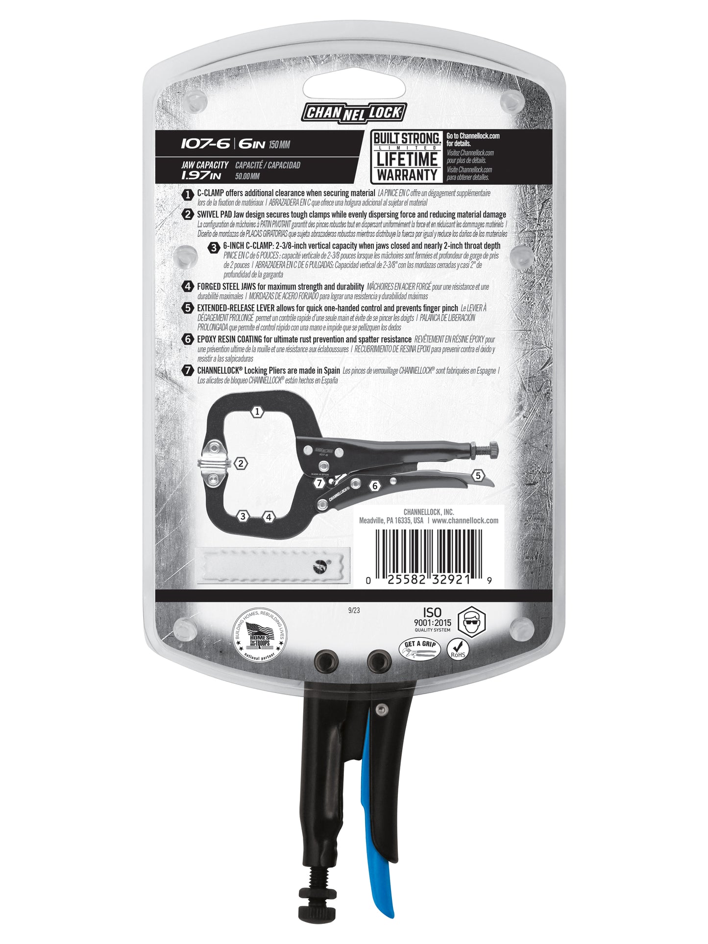 6-inch C-Clamp Locking Pliers w/ Swivel Pads (107-6)