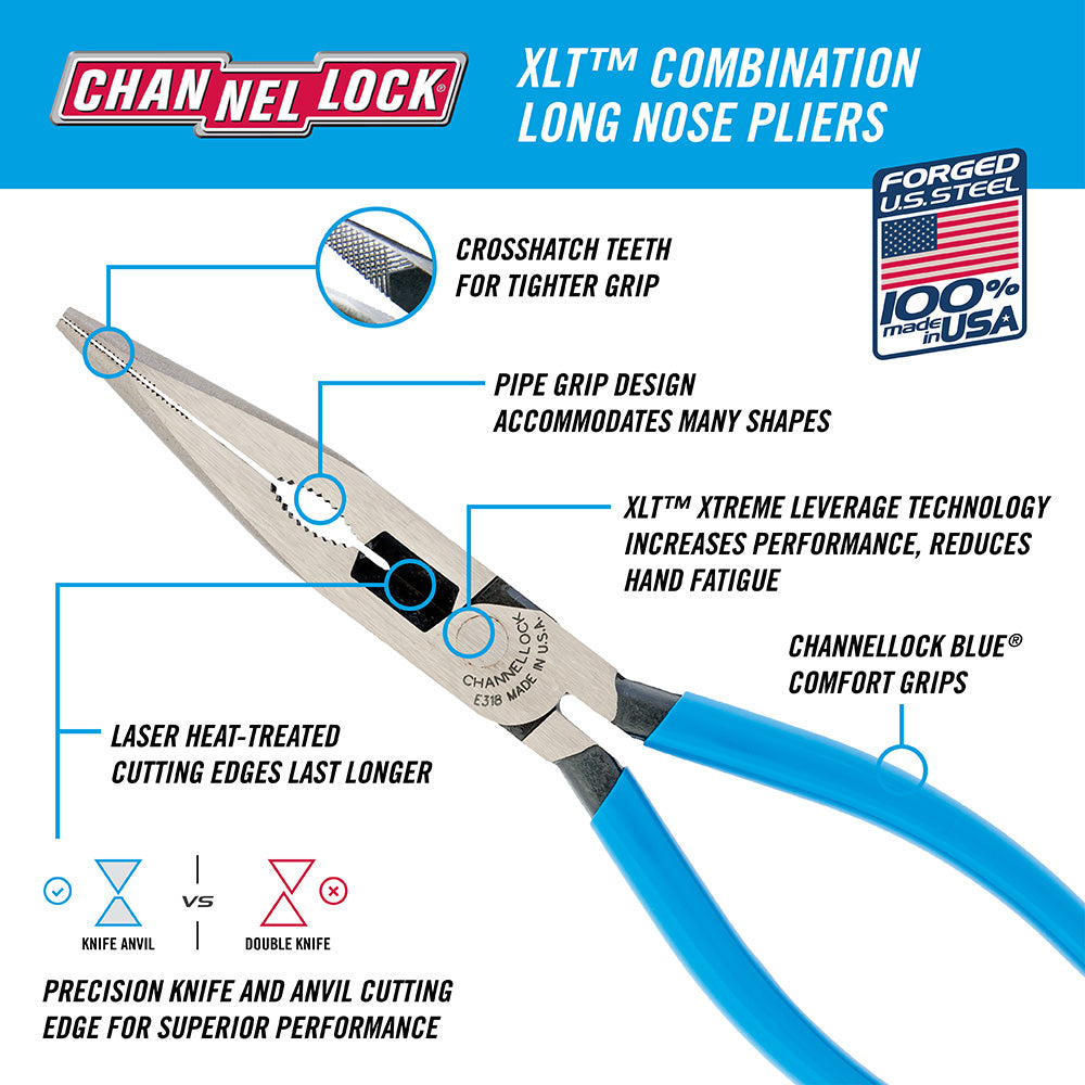 8-inch XLT™ Combination Long Nose Pliers with Cutter (318)