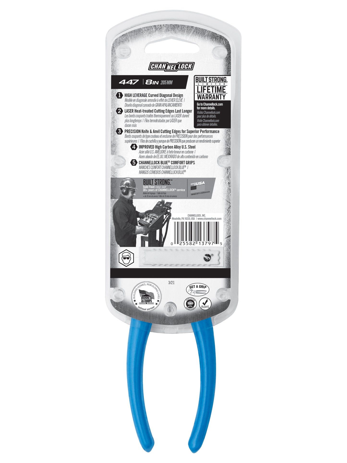 8-inch High Leverage Curved Diagonal Cutting Pliers (447)