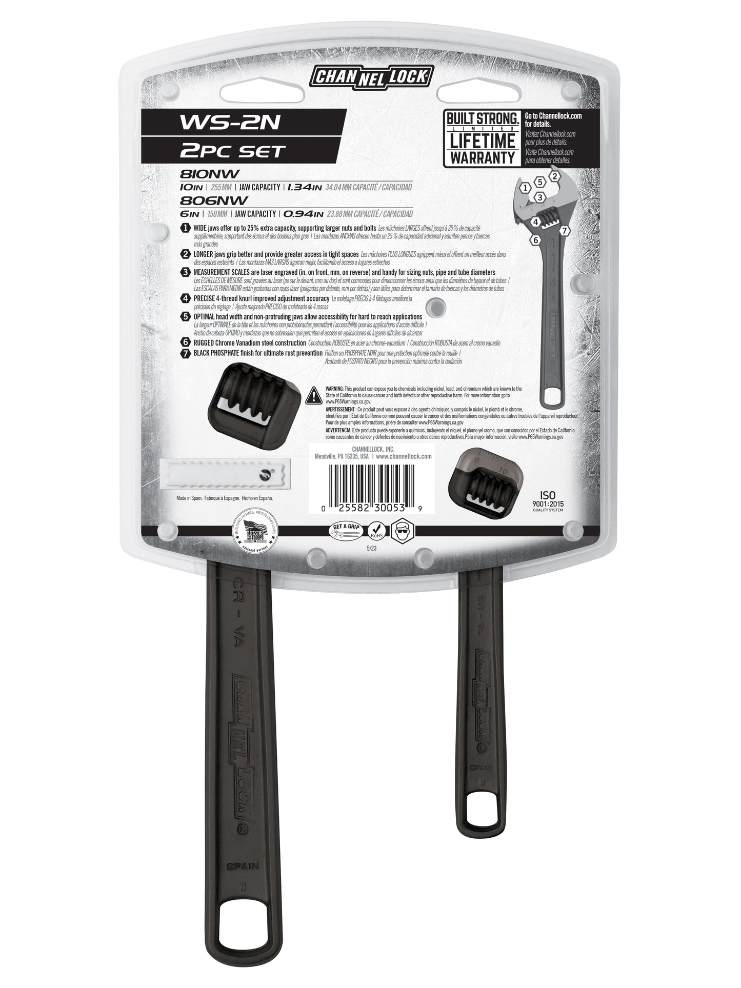 2-Piece Black Adj Wrench Set: 806NW and 810NW (WS-2N)