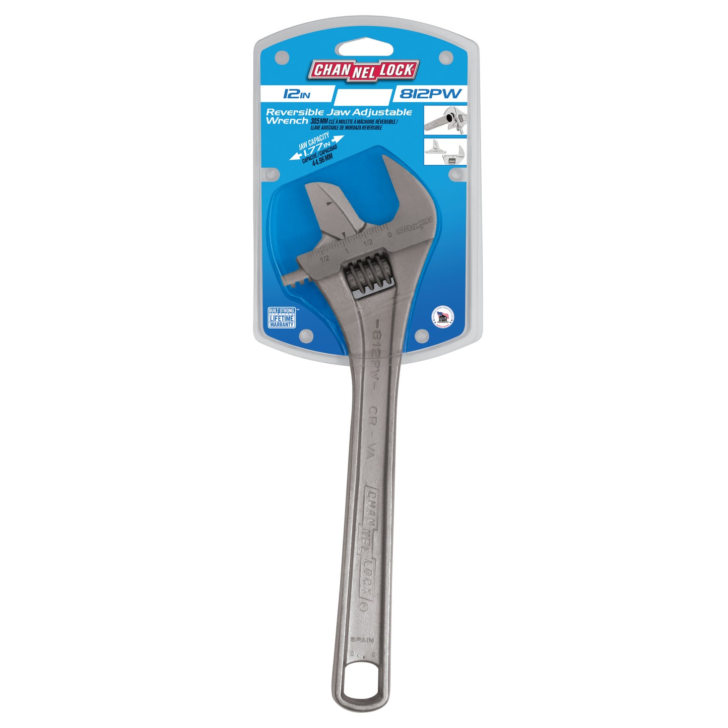 12-inch Reversible Jaw Adjustable Wrench (812PW)