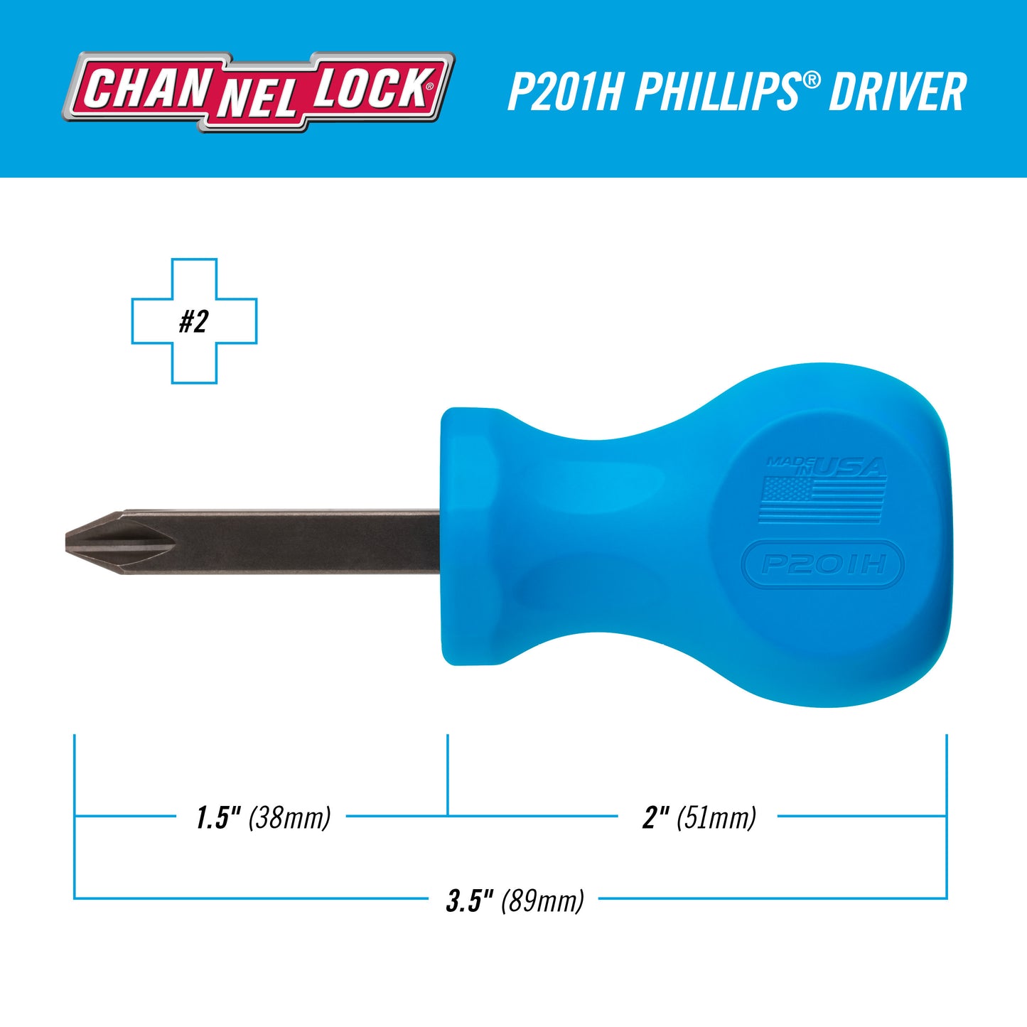 PHILLIPS #2 x 1.5 Stubby-inch Professional Screwdriver (P201H)