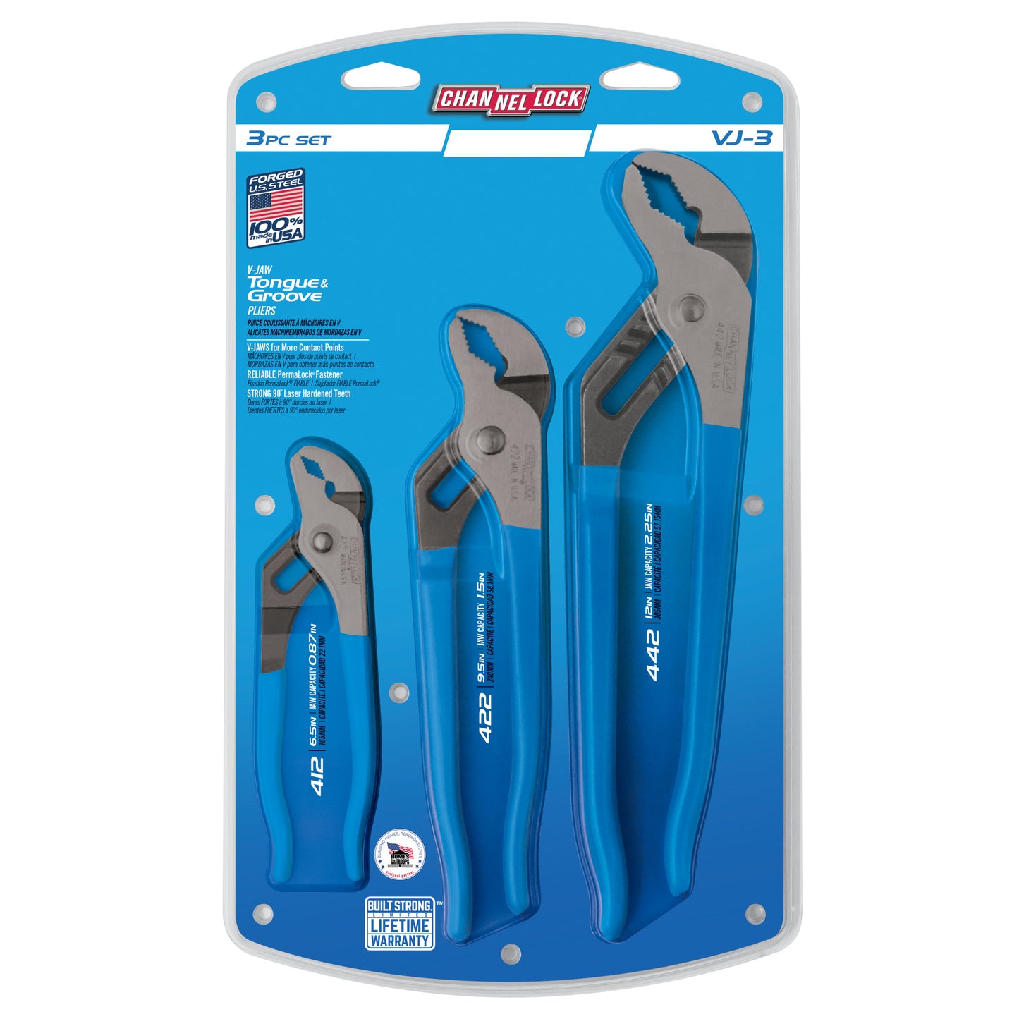 3pc V-Jaw Tongue & Groove Pliers Set (VJ-3)