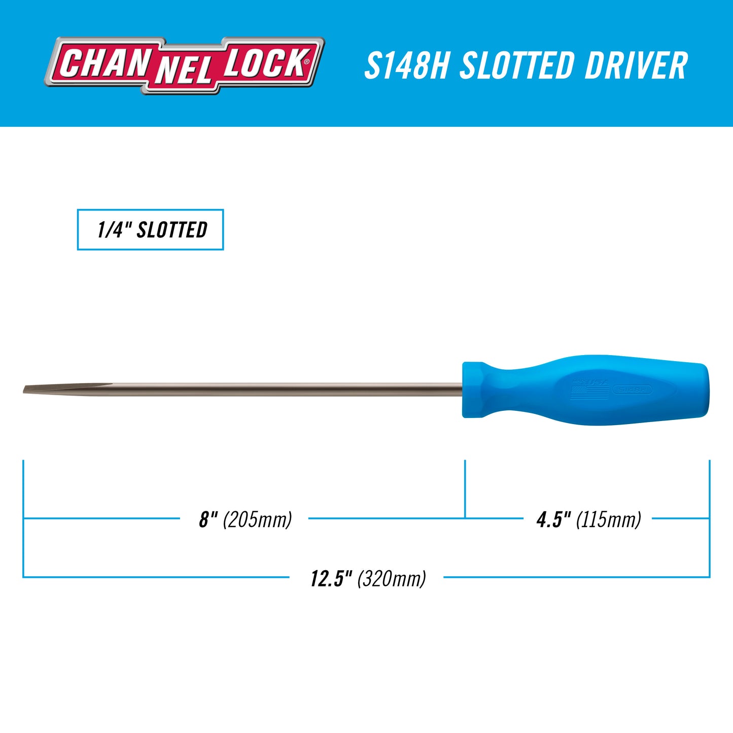 S148H Slotted 1/4 x 8-inch Professional Screwdriver
