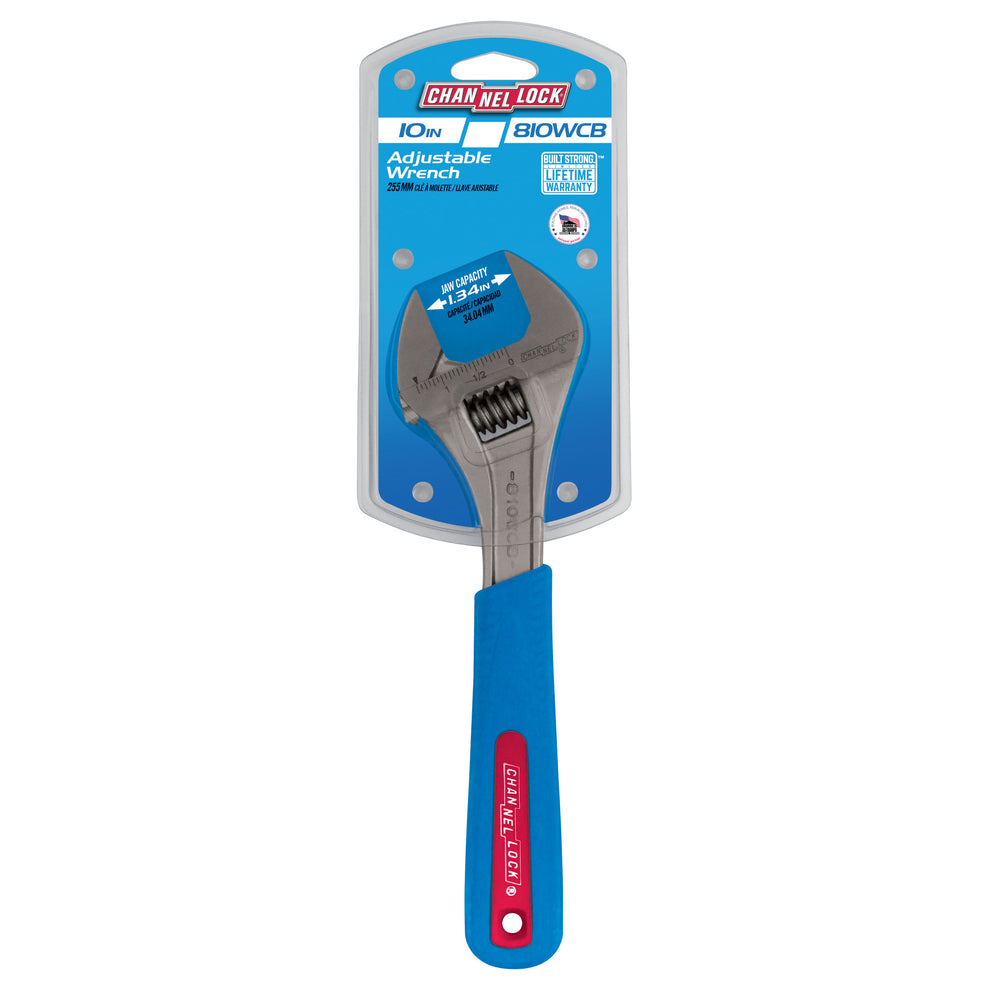 Channellock WS-2CB Adjustable Wrench Set – 6" & 10" Wide Jaw Wrenches, Chrome Vanadium Steel, Code Blue Grips, Measurement Scales, 2-Piece Set