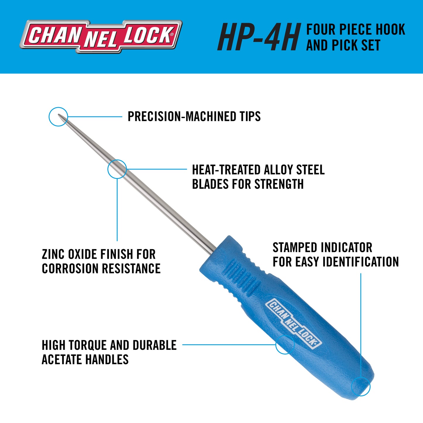 4pc Precision Hook & Pick Set (HP-4H)