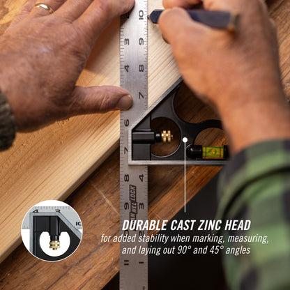 12-inch High-Visibility Stainless Steel Combination Square (8100-012CS)