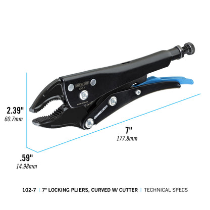 7-inch Curved Jaw Locking Pliers w/ Cutter (102-7)