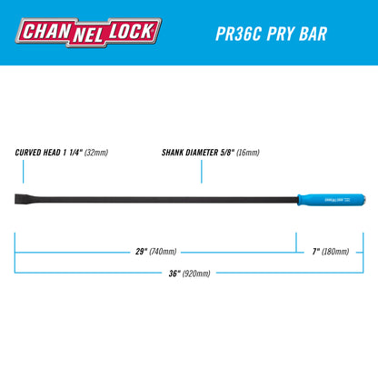 1-1/4 x 28-inch Professional Pry Bar, 36-inch Overall Length (PR36C)