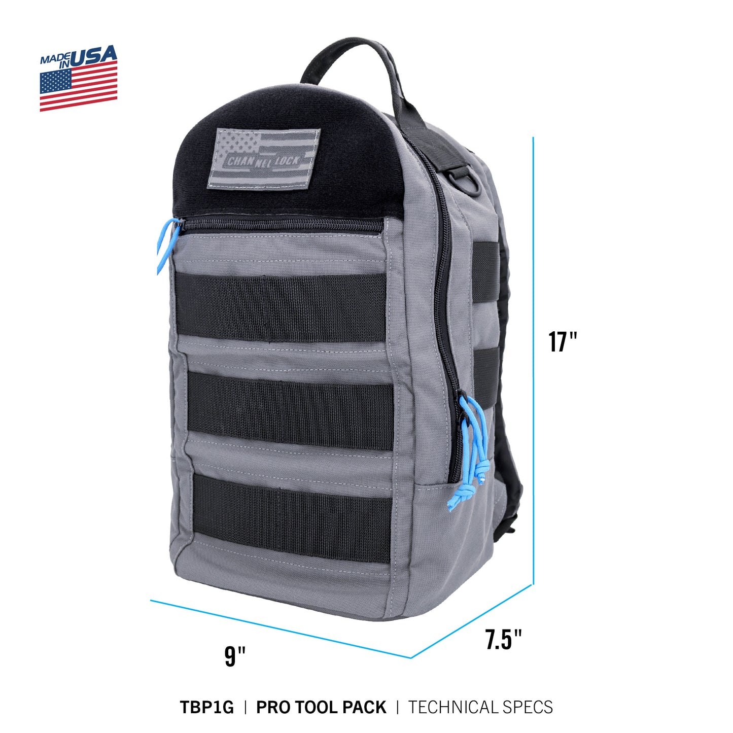 TBP1G CHANNELLOCK® PRO Single-Compartment Tool Backpack w/ Modular AIMS™ System