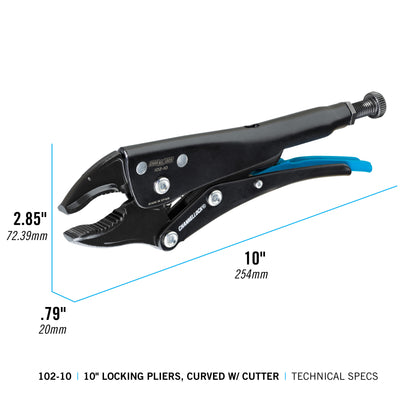 10-inch Curved Jaw Locking Pliers w/ Cutter (102-10)