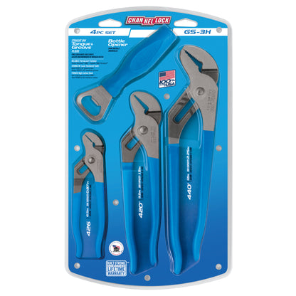 3pc Tongue & Groove Pliers Set with Bottle Opener (GS-3H)