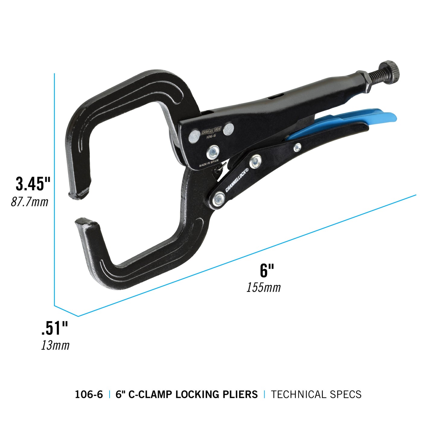 6-inch C-Clamp Locking Pliers (106-6)