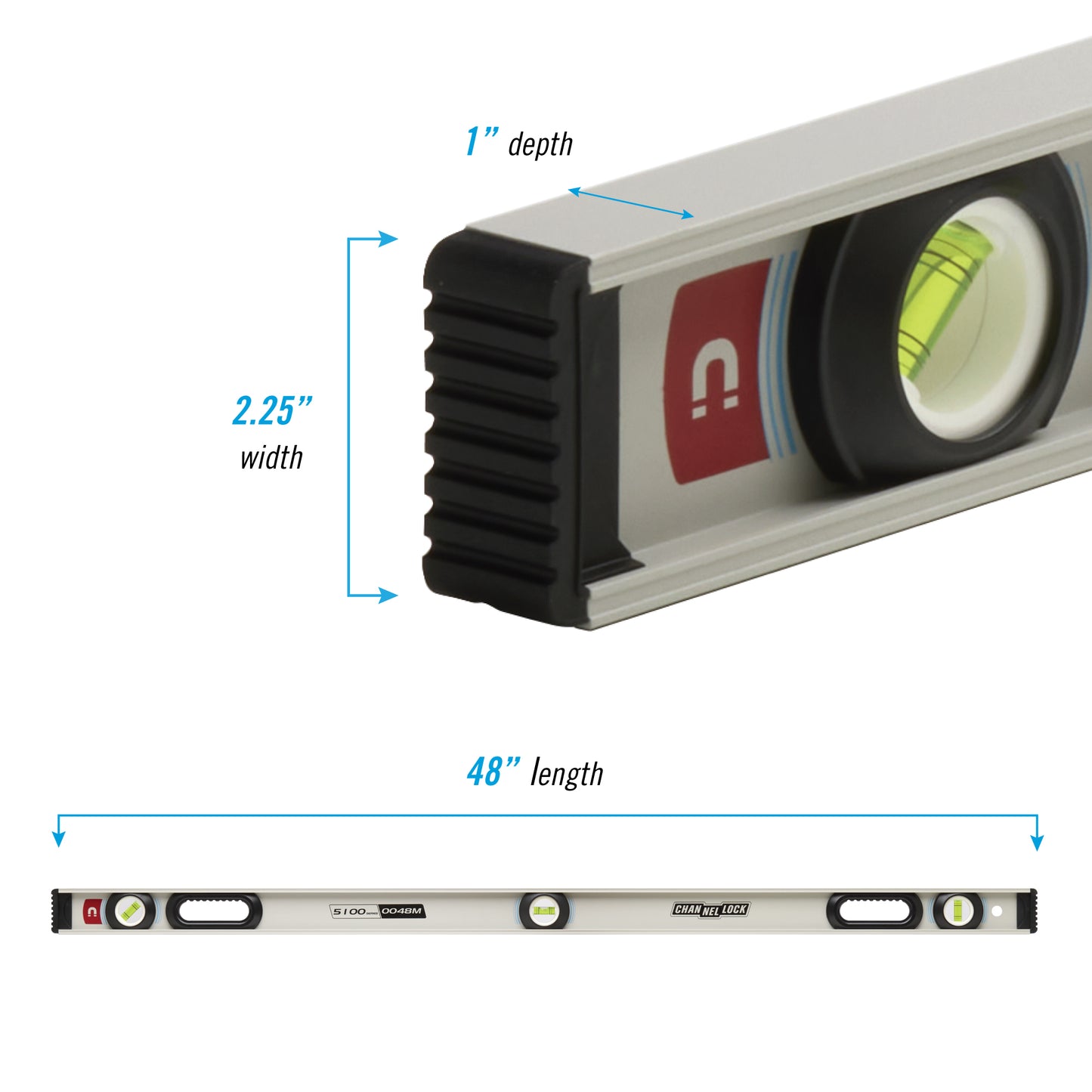 48-inch Professional-Grade Magnetic Aluminum I-Beam Level (5100-0048M)
