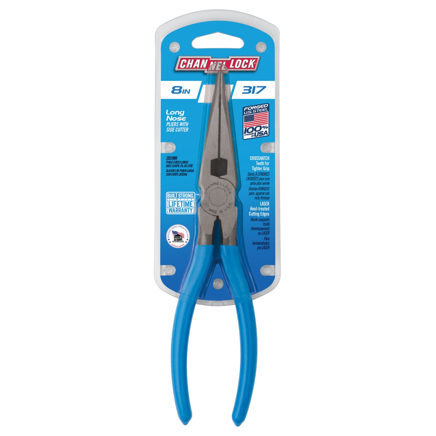 8-inch Long Nose Pliers with Side Cutter (317)
