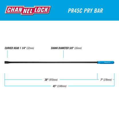 1-1/4 x 38-inch Professional Pry Bar, 45-inch Overall Length (PR45C)