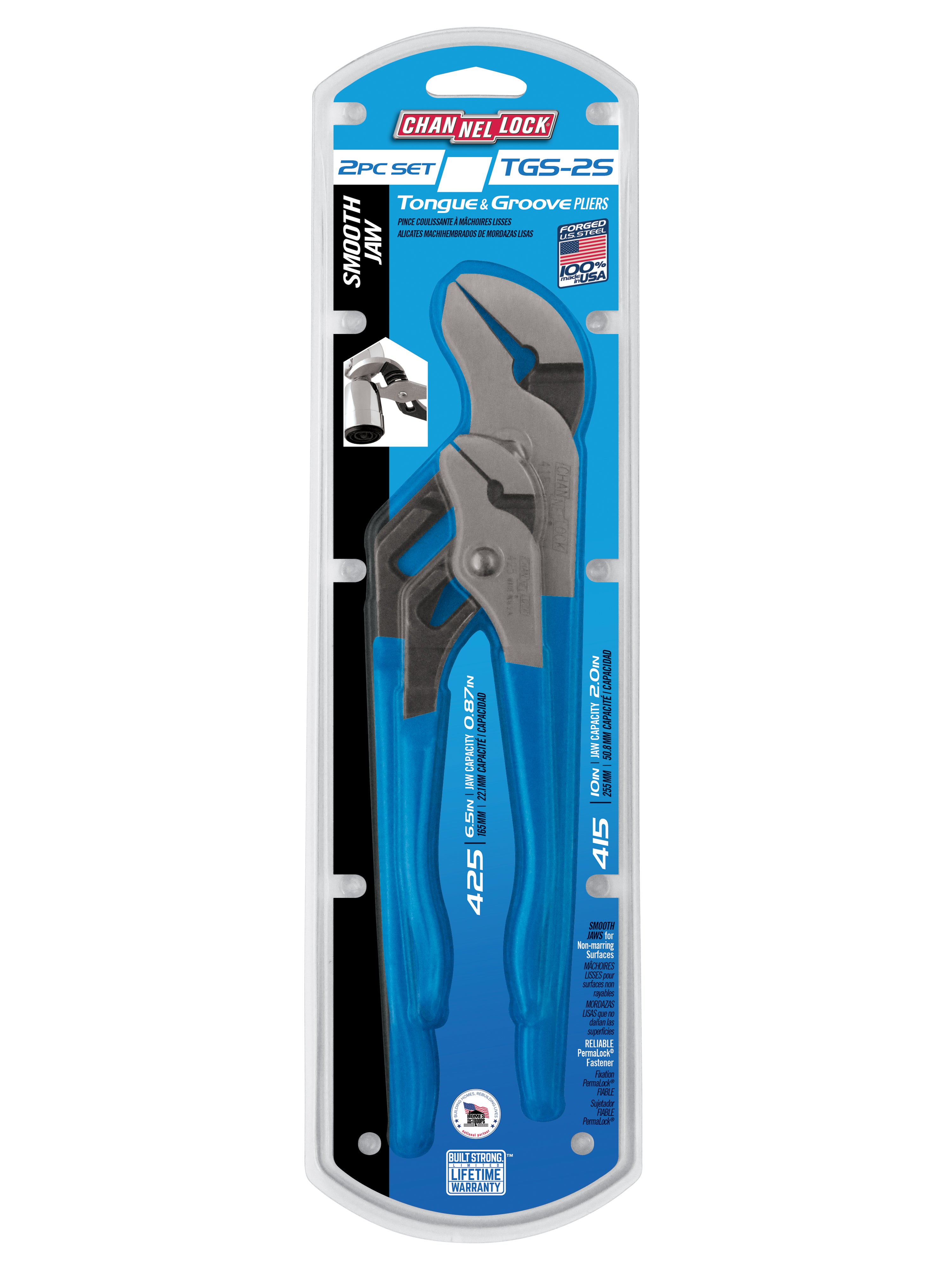 2 pc. Smooth Jaw Tongue & Groove Pliers Set (TGS-2S) – CHANNELLOCK®
