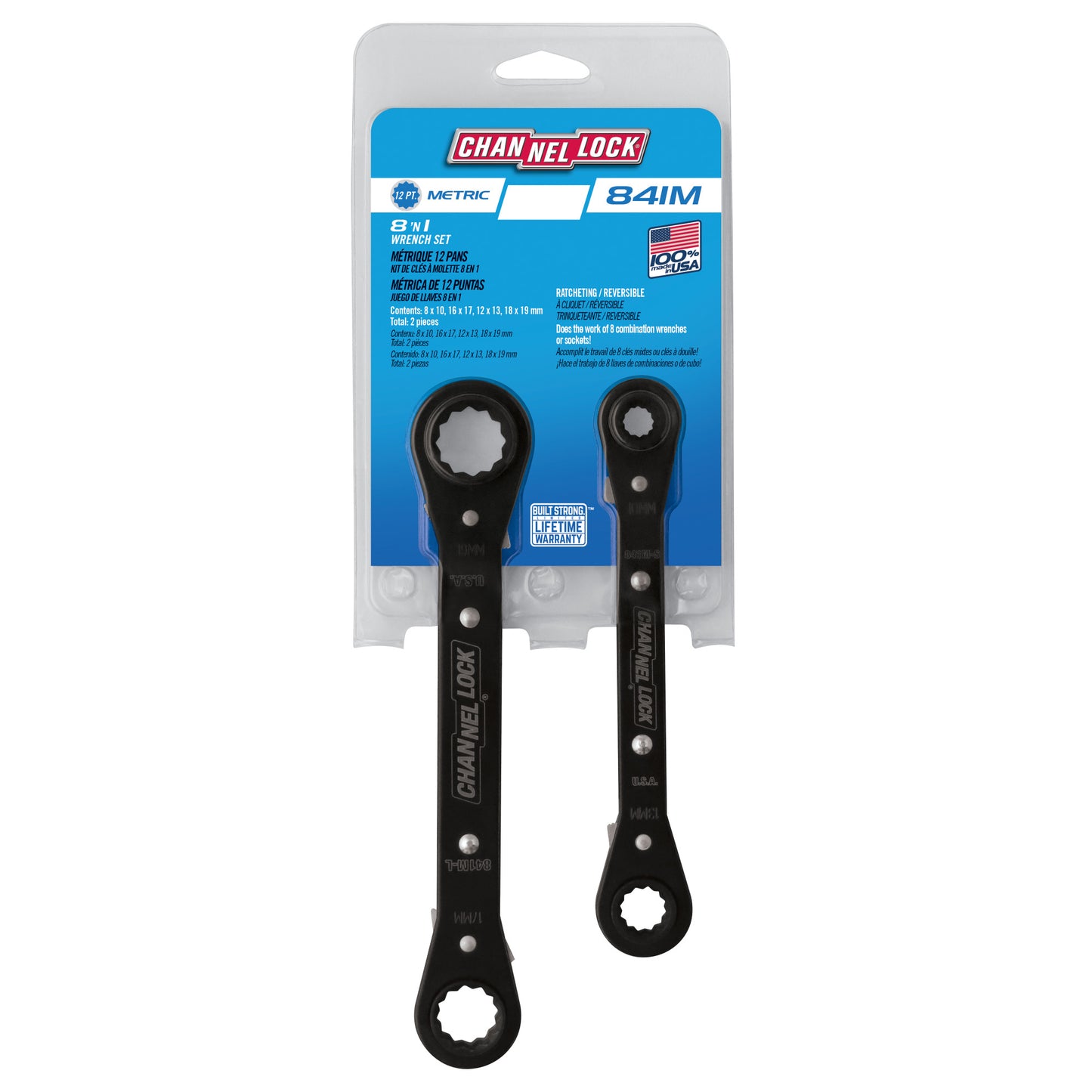 2pc Metric Ratcheting Combination Wrench Set (841M)