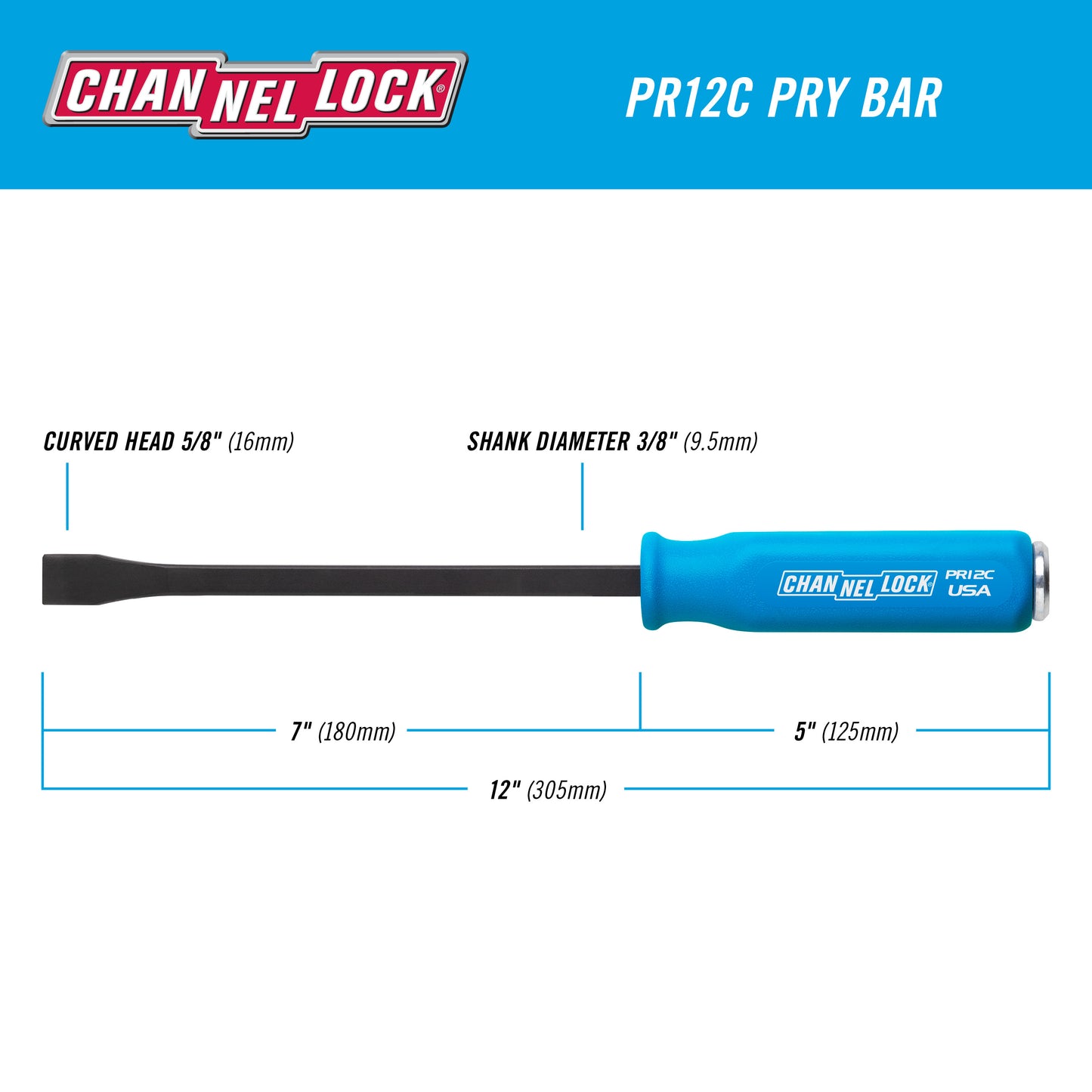 5/8 x 7-inch Professional Pry Bar, 12-inch Overall Length (PR12CECP)