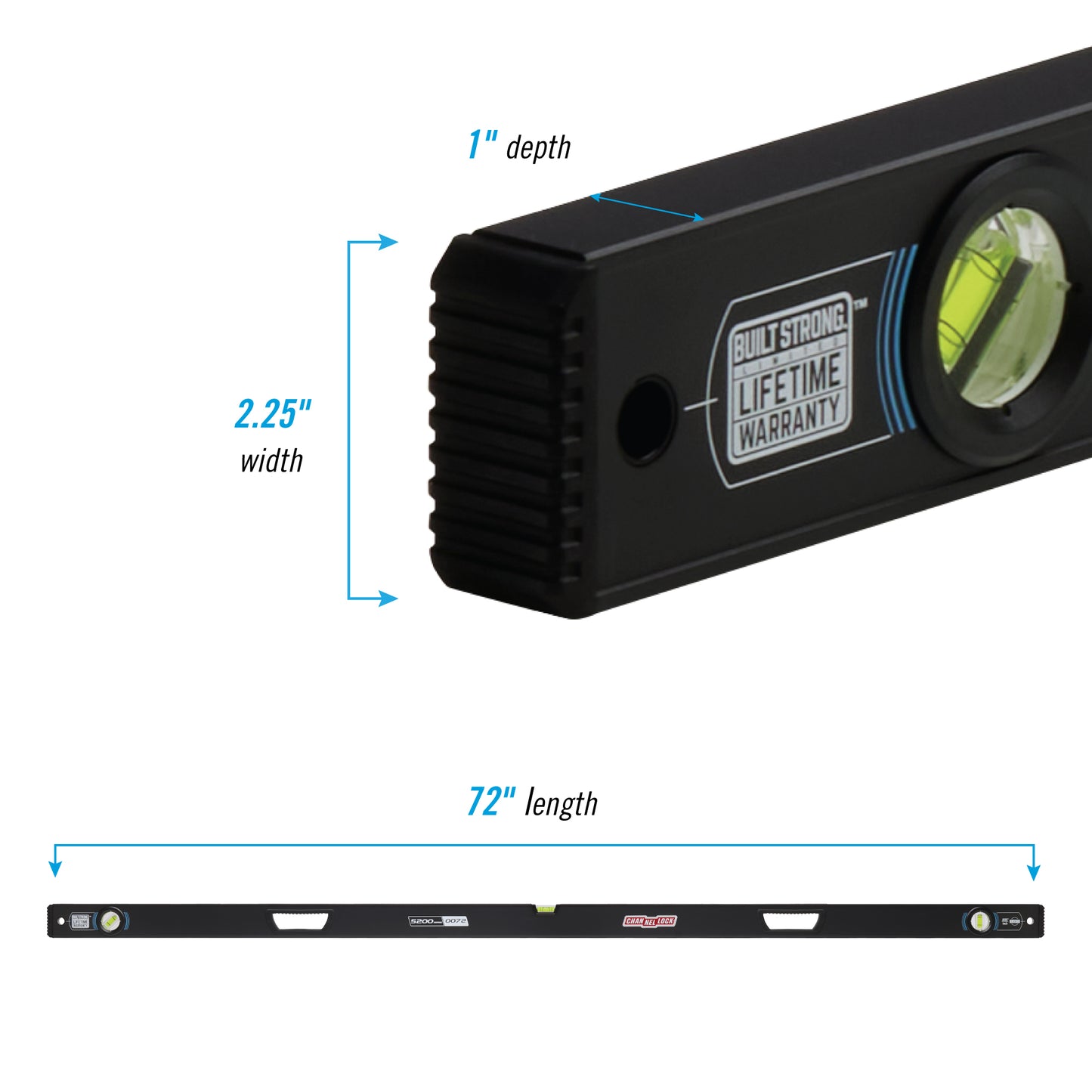 72-inch Professional-Grade Aluminum Box Level (5200-0072)