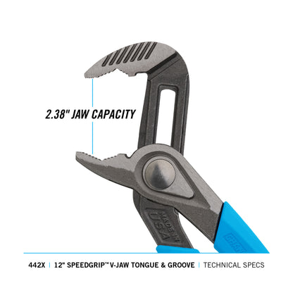 12-inch SPEEDGRIP V-Jaw Tongue & Groove Pliers (442X)