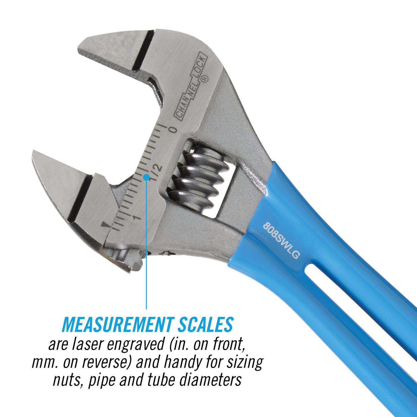 8-inch Lightweight Extra Slim Jaw WideAzz® Adjustable Wrench (808SWLG)