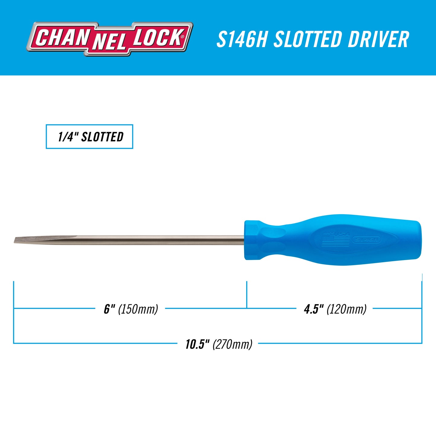 S146H Slotted 1/4 x 6-inch Professional Screwdriver