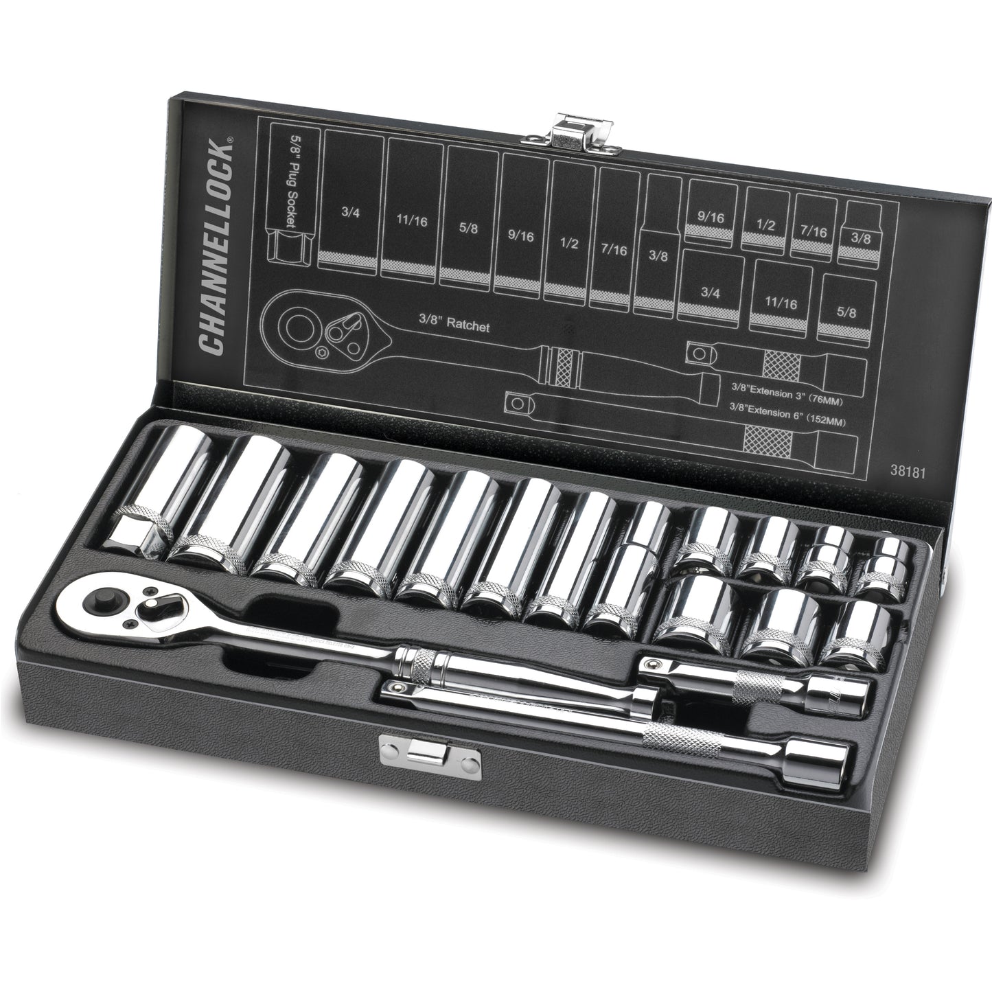 18pc 3/8" SAE Drive Socket Set (38181)