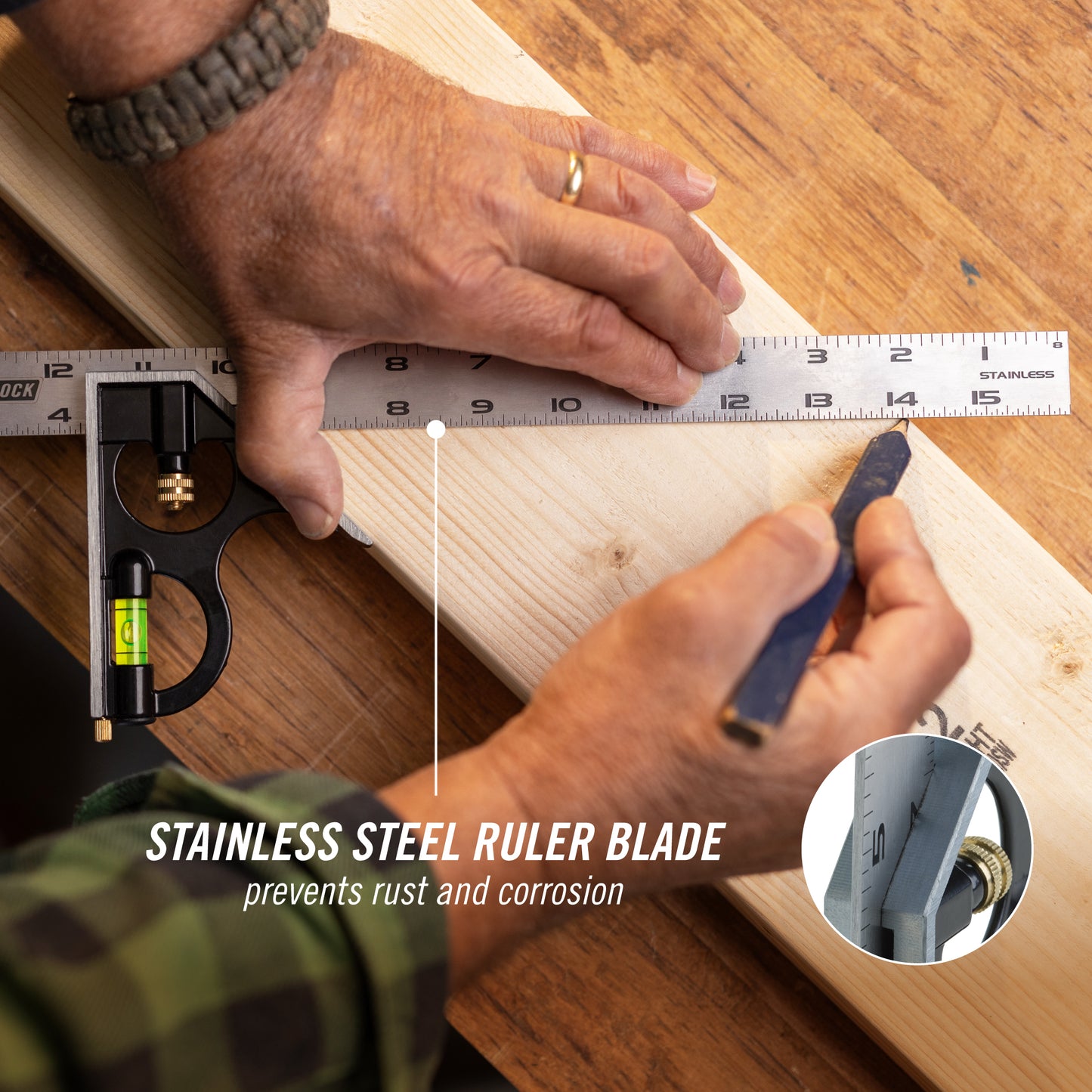 16-inch High-Visibility Stainless Steel Combination Square (8100-016CS)