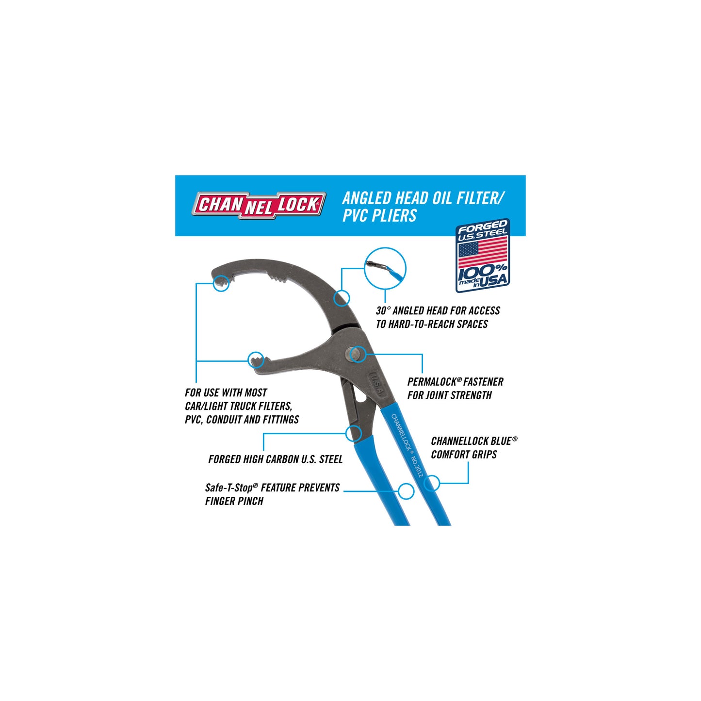 12-inch Oil Filter/PVC Angled Head Pliers (2012)