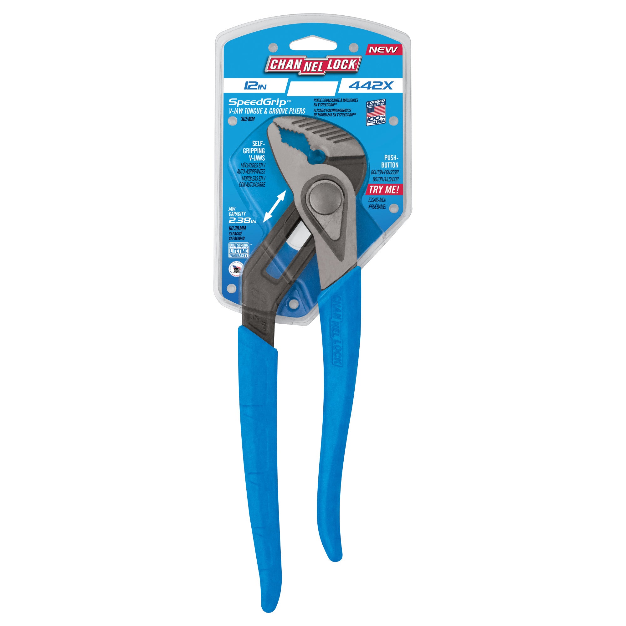 Channellock 442 12-Inch Tongue & Groove Plier – 2.25" Jaw Capacity – High Carbon Steel – Adjustable