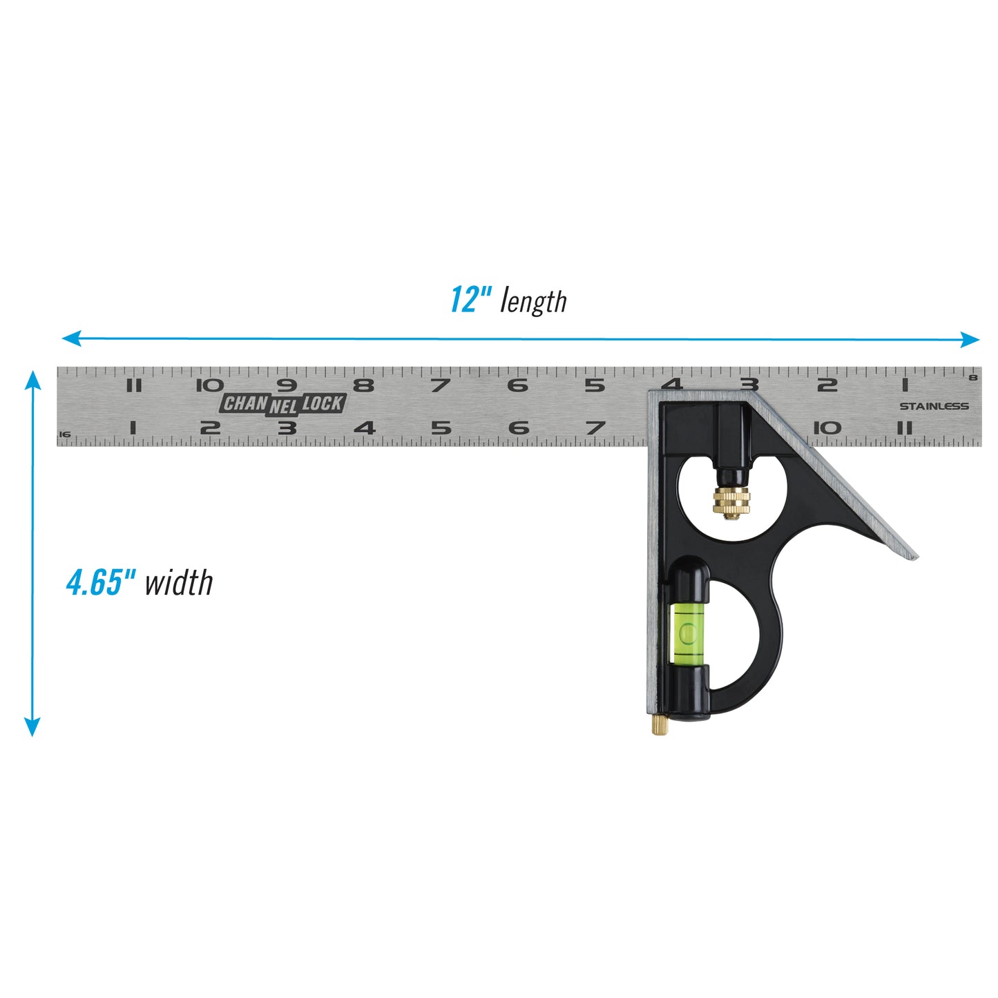 12-inch High-Visibility Stainless Steel Combination Square (8100-012CS)