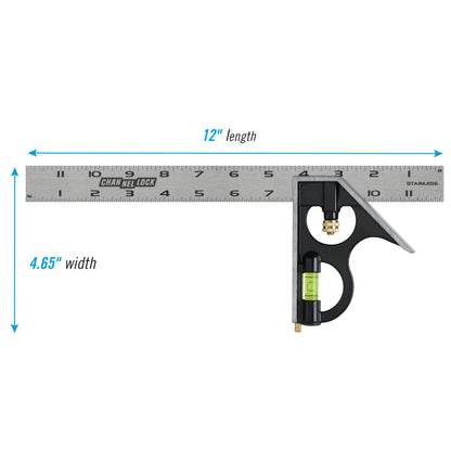 12-inch High-Visibility Stainless Steel Combination Square (8100-012CS)