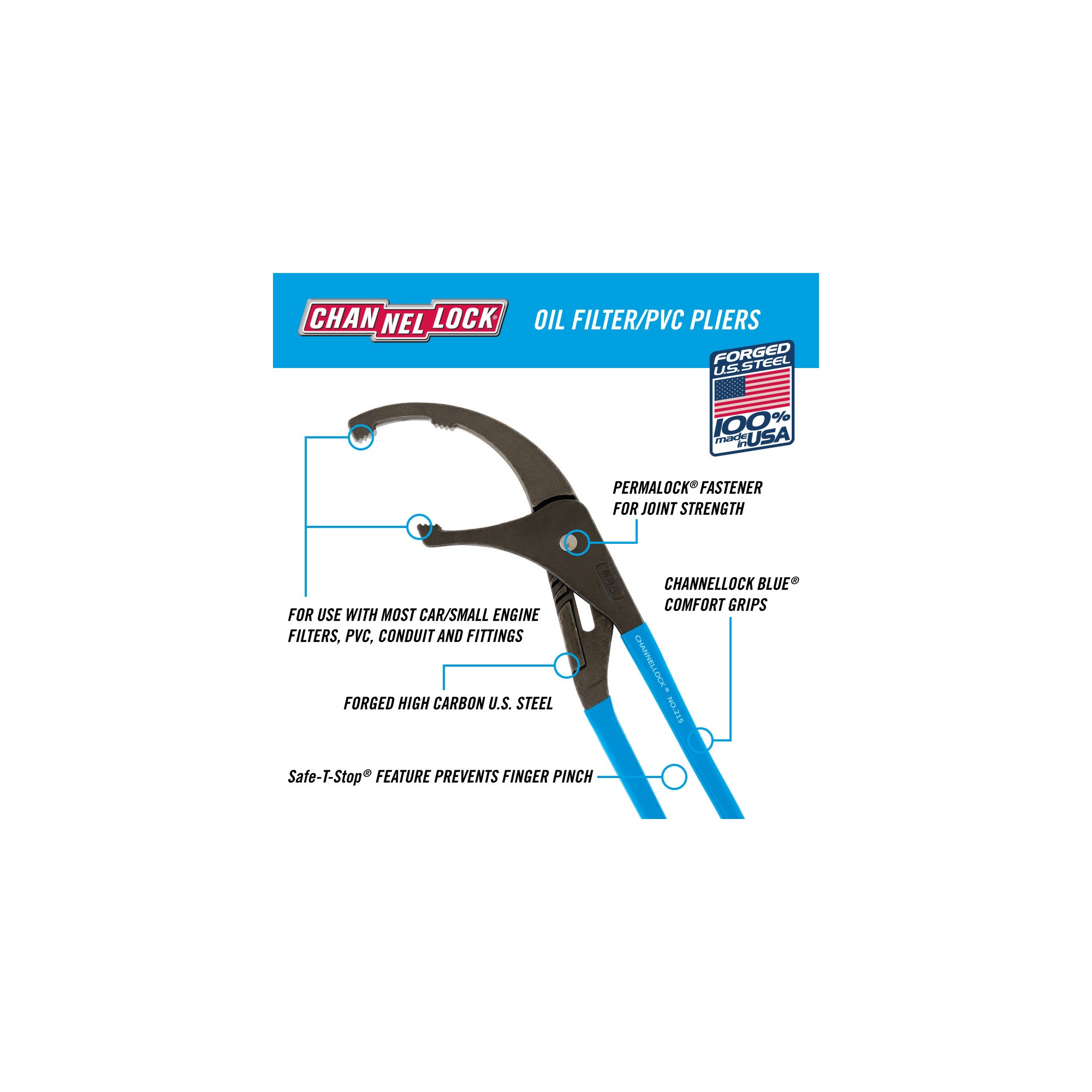 15.5-inch Oil Filter/PVC Pliers (215)