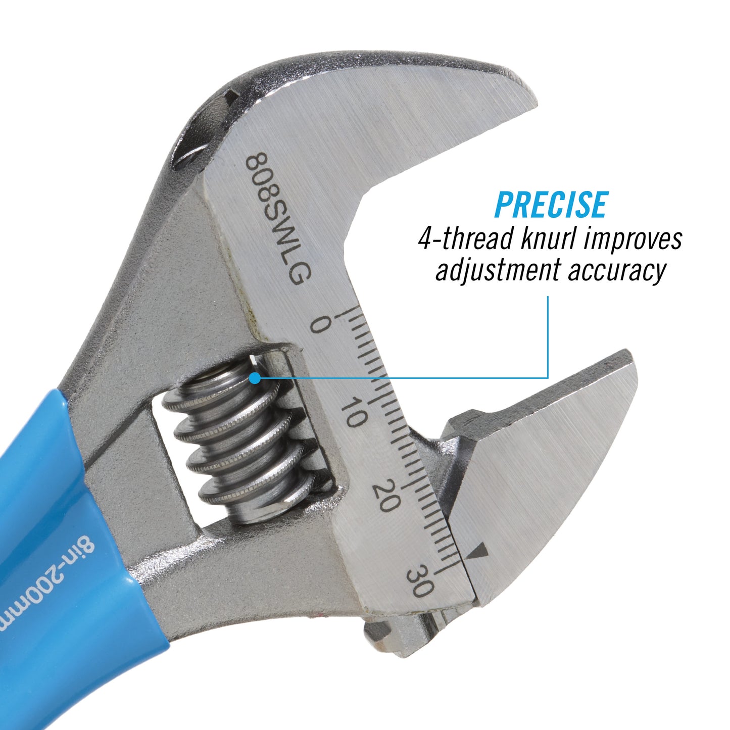 8-inch Lightweight Extra Slim Jaw WideAzz® Adjustable Wrench (808SWLG)