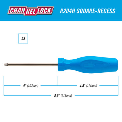 Square Recess #2 X 4-inch Professional Screwdriver (R204H)