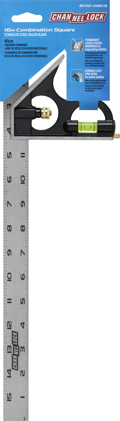 16-inch High-Visibility Stainless Steel Combination Square (8100-016CS)