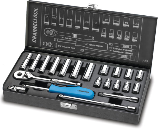 21pc 1/4" SAE Drive Socket Set (34211)